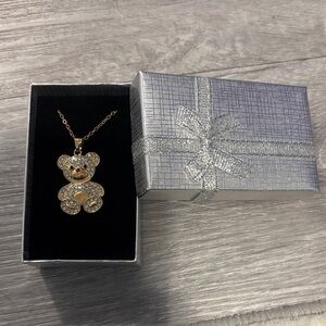 Gold Teddy Bear Pendant Necklace